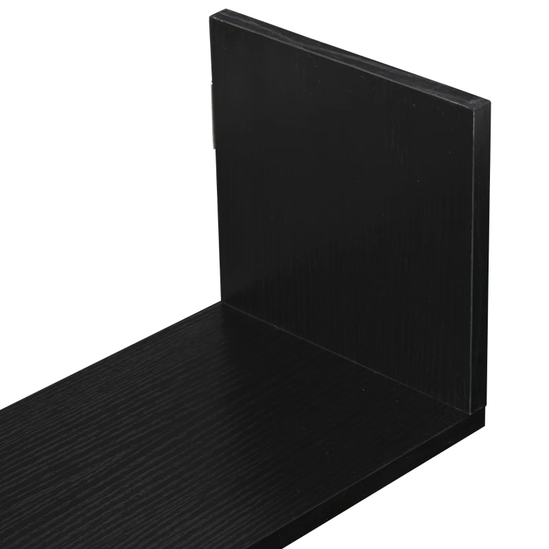 HOMCOM Set of 3 Wooden U-Shaped Floating Shelves Set Wall Mounted Hanging Bookshelf CD DVD Storage Display for Bedroom Living Room Kitchen, Black