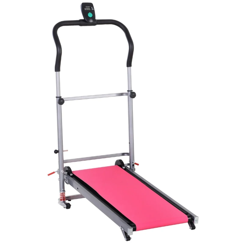 HOMCOM Cardio Running Walking Machine Non-Motorised Manual Treadmill 7° or 9° Angle LCD Monitor Display  Fitness Trainer