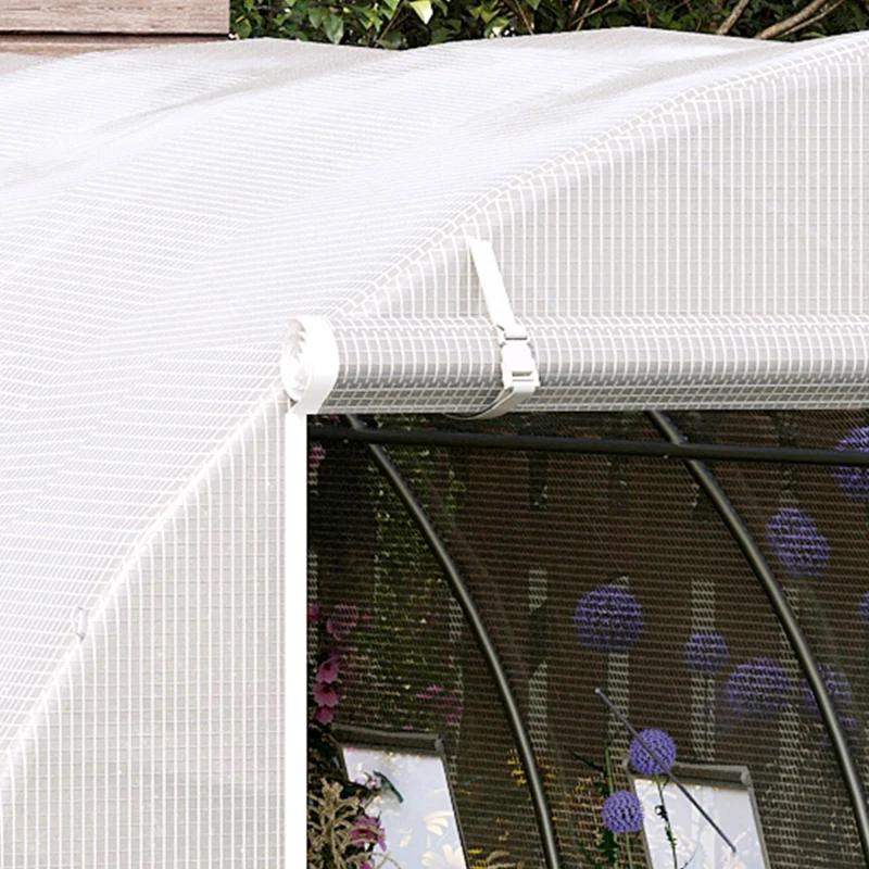 Outsunny Estufa de Túnel 600x300x200cm com Porta Enrolável 12 Janelas Cobertura de PE 140g/m² e Metal Galvanizado para Cultivos de Plantas Verduras Branco