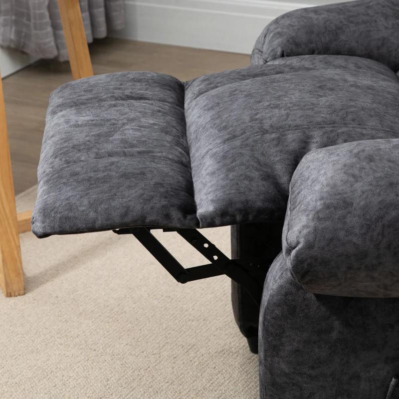 HOMCOM Poltrona Relax Reclinável com Apoio para os Pés Retrátil Encosto Alto Bolso Lateral Acolchoado Grosso 88x91x108 cm Preto