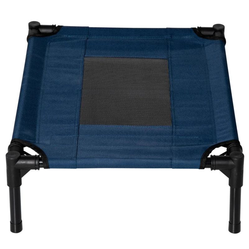 PawHut Cama para Animais de Estimação Cama Elevada para Cães Gatos Portátil Tecido Transpirável para Exterior Interior 64x46x18cm Azul