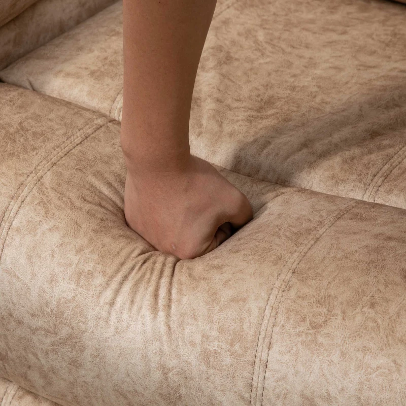 HOMCOM Poltrona Relax Reclinável com Apoio para os Pés Retrátil Encosto Alto Bolso Lateral Acolchoado Grosso 88x91x108 cm Bege