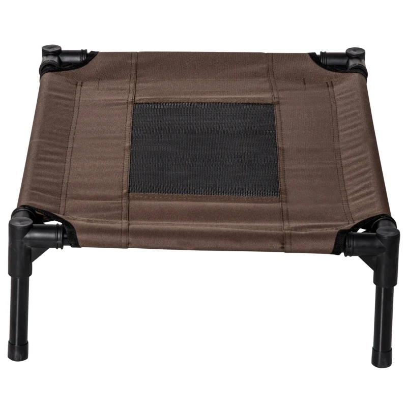 PawHut Cama para Animais de Estimação Cama Elevada para Cães Gatos Portátil Tecido Transpirável para Exterior Interior 64x46x18cm Marrom