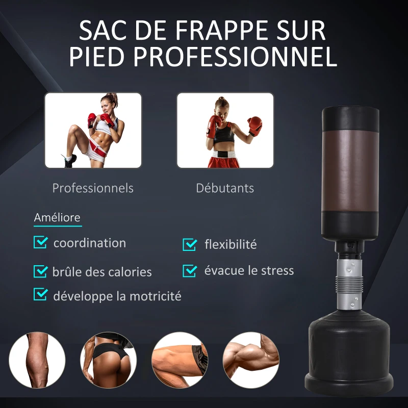 Homcom Punching Ball Autoportant et Réglable 159 x 93 x 93 cm