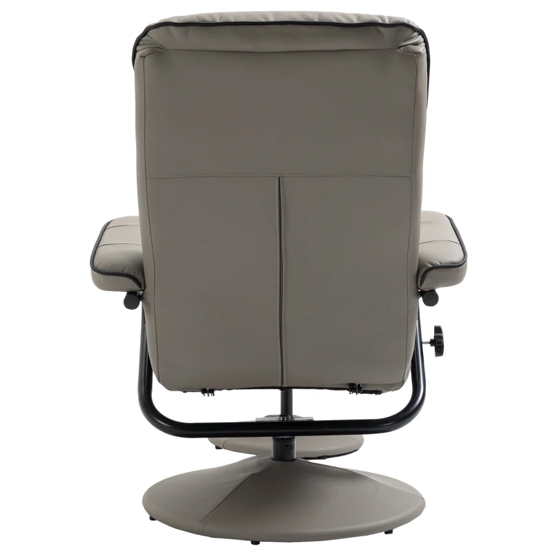 HOMCOM Poltrona Relax com Banco para Apoiar os Pés Poltrona Relax Giratória Reclinável em até 135° Estofada em PU 75x84x100cm Cinza