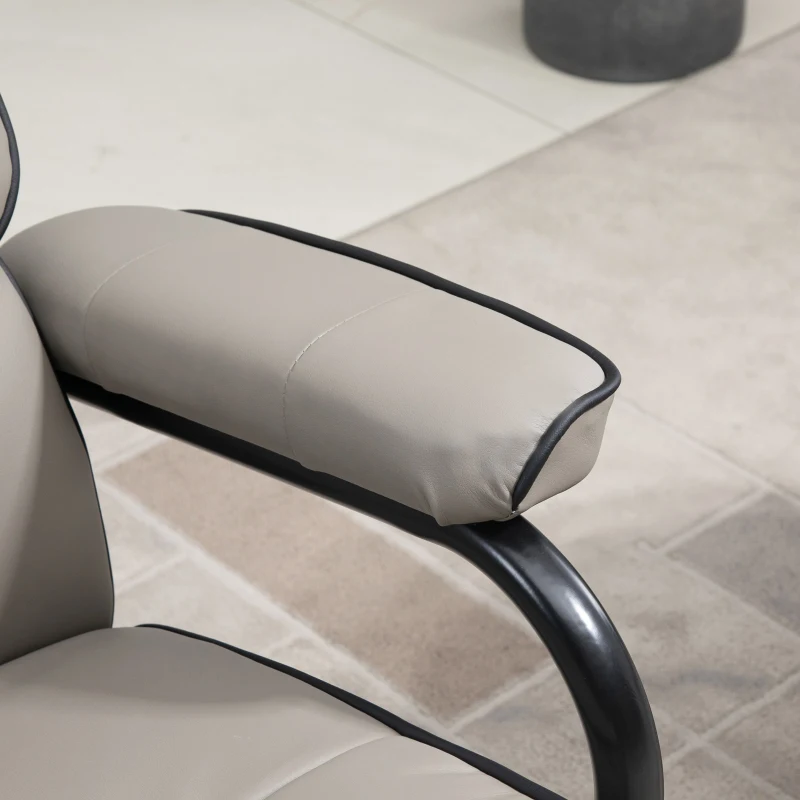 HOMCOM Poltrona Relax com Banco para Apoiar os Pés Poltrona Relax Giratória Reclinável em até 135° Estofada em PU 75x84x100cm Cinza