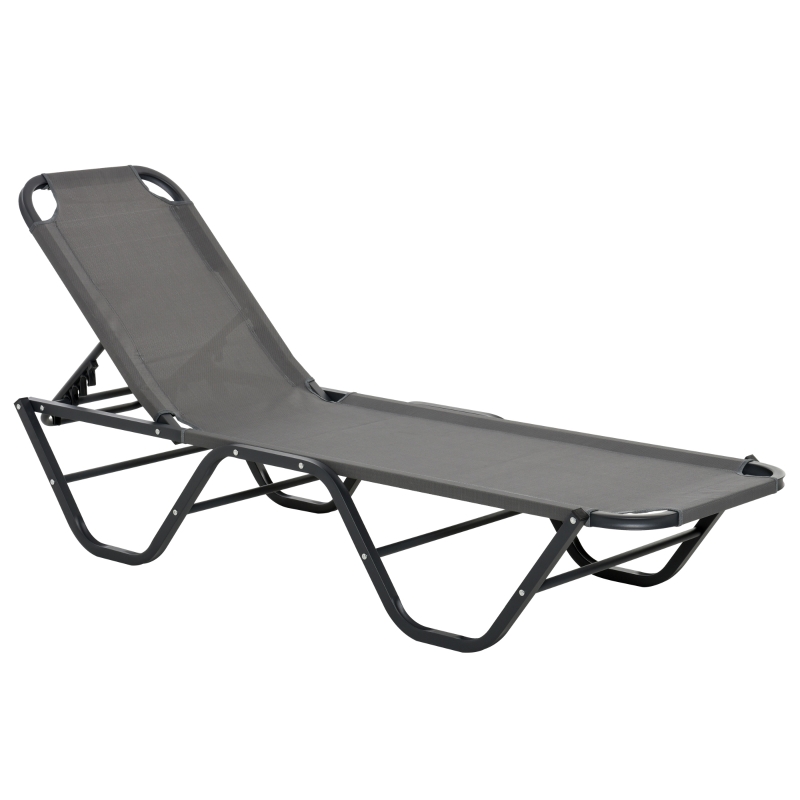 Outsunny Sonnenliege Aluminium 163 cm x 58,5 cm x 89 cm