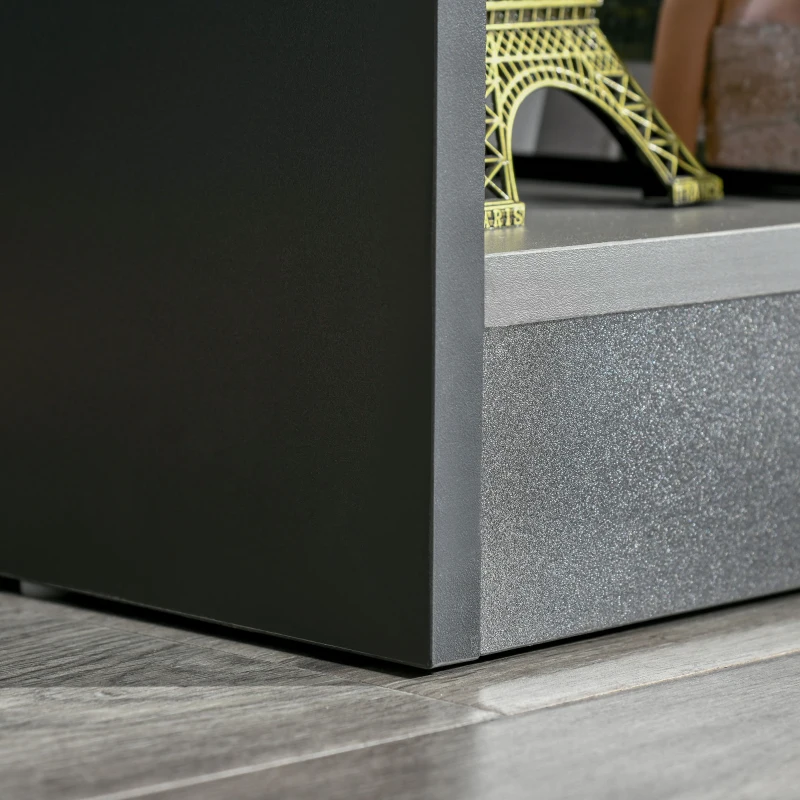 HOMCOM Bibliothèque étagère Meuble de Rangement 3 Niveaux Design Contemporain MDF E1 Bicolore Gris Noir