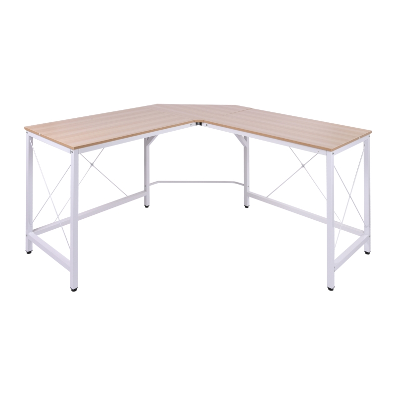 HOMCOM Corner Gaming Desk L-Shape Computer PC Workstation Home Office Three Worktop Writing Table 76x150cm Oak