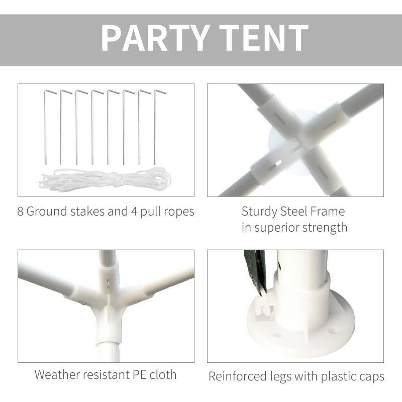 Outsunny 2.7m x 2.7m Garden Gazebo Marquee Party Tent Wedding Canopy Outdoor(Green)