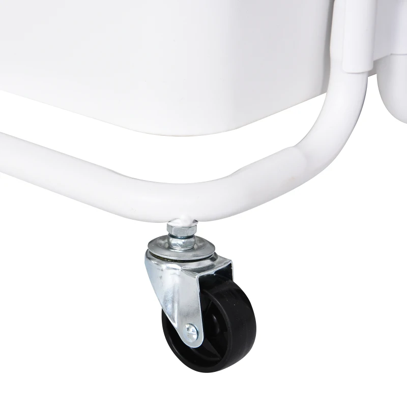 HOMCOM Carrito Auxiliar de 3 Niveles con Ruedas y 3 Baldas Malla Metálica para Cocina Oficina Baño Carro Multiuso de Almacenamiento con Pasamanos Carga de 45kg Blanco 43x36x83cm
