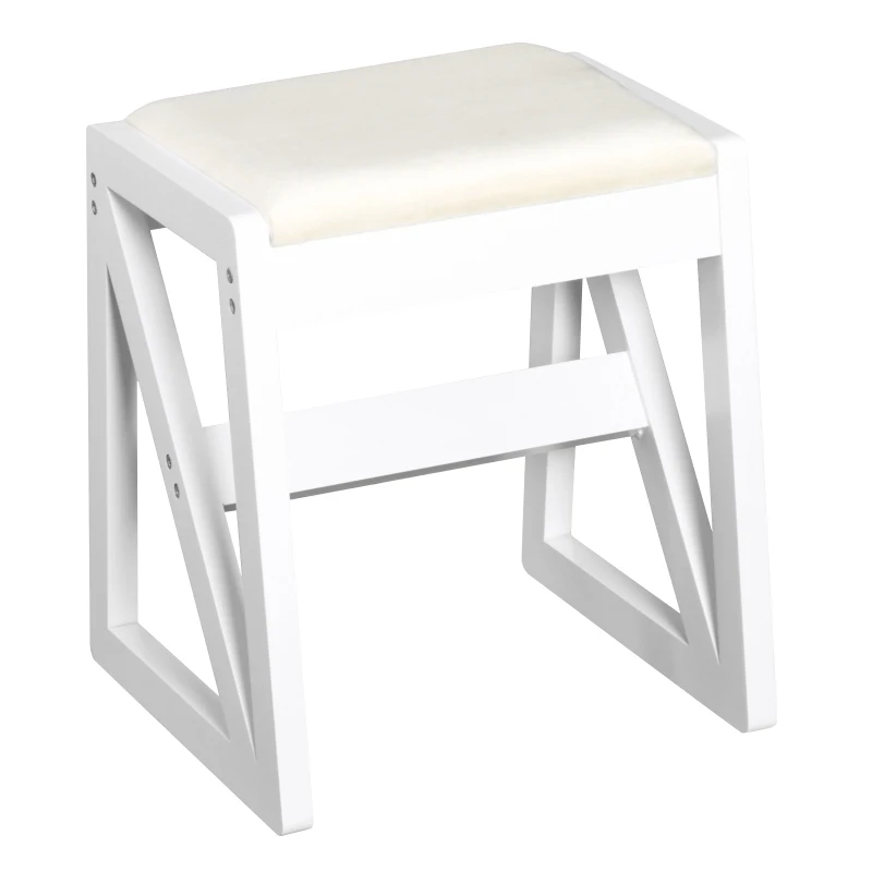 HOMCOM Tocador Mesa para Maquillaje con Taburete Espejo Tapa Abatible 9 Compartimientos de Almacenaje Tocador Moderno 80x50x76cm Blanco Madera