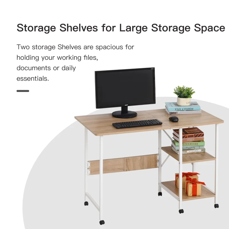 HOMCOM Foldable Computer Desk Multi-use Laptop Desk Writing Table, Portable Space Saving Compact Desk Folding Stroage Table