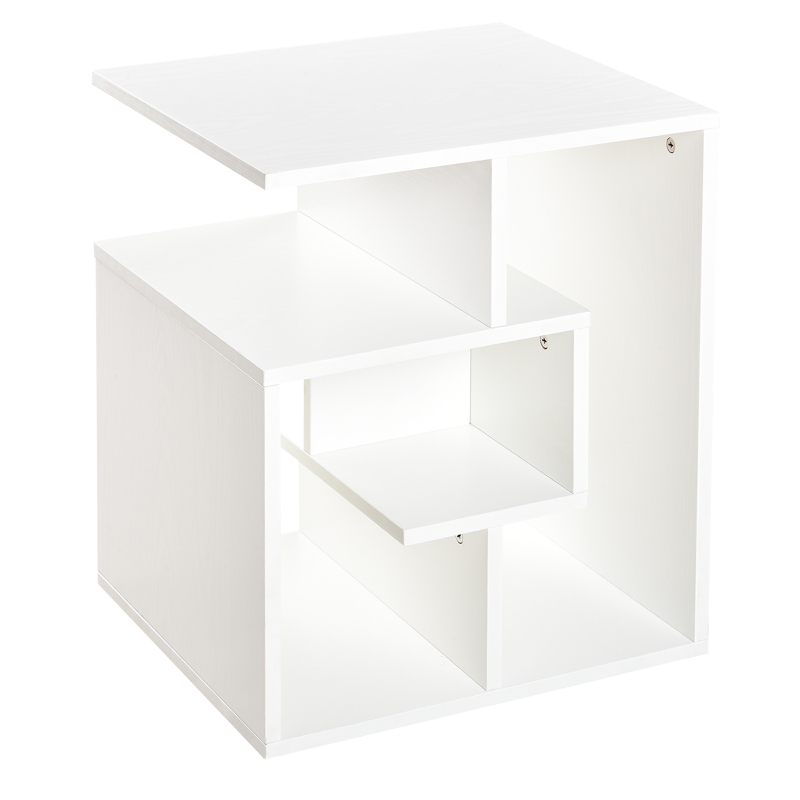 HOMCOM Mesilla de Centro Mesita de Noche Mesa de Café Té Mesitas Auxiliares para Salón Dormitorio Librería Blanco