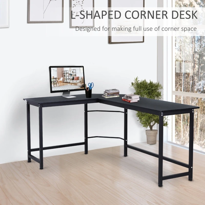 Vinsetto L-Shaped Gaming Desk Computer Desk Wood Corner PC Workstation Large Home Office Table Black