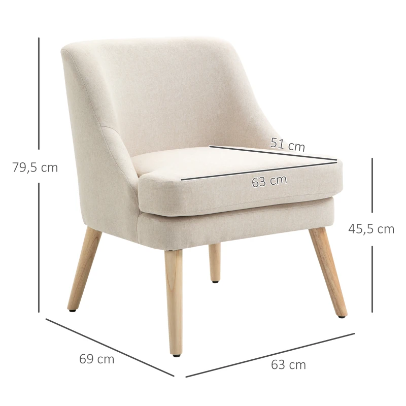 HOMCOM eetkamerstoel modern linnen design 63 x 69 x 79,5 cm
