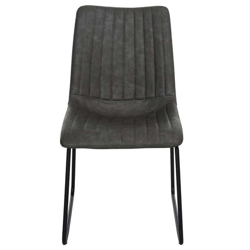 HOMCOM Set 2 Sedie Classiche Imbottite per Soggiorno, Cucina o Sala da Pranzo in Similpelle Grigie, 47x59.5x86cm