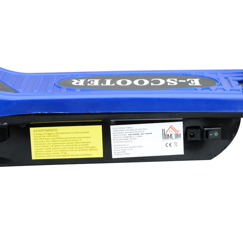 HOMCOM Monopattino EScooter Pieghevole per Bambini Velocità Max 12KM/H, 81.5 x 37 x 96cm, Blu