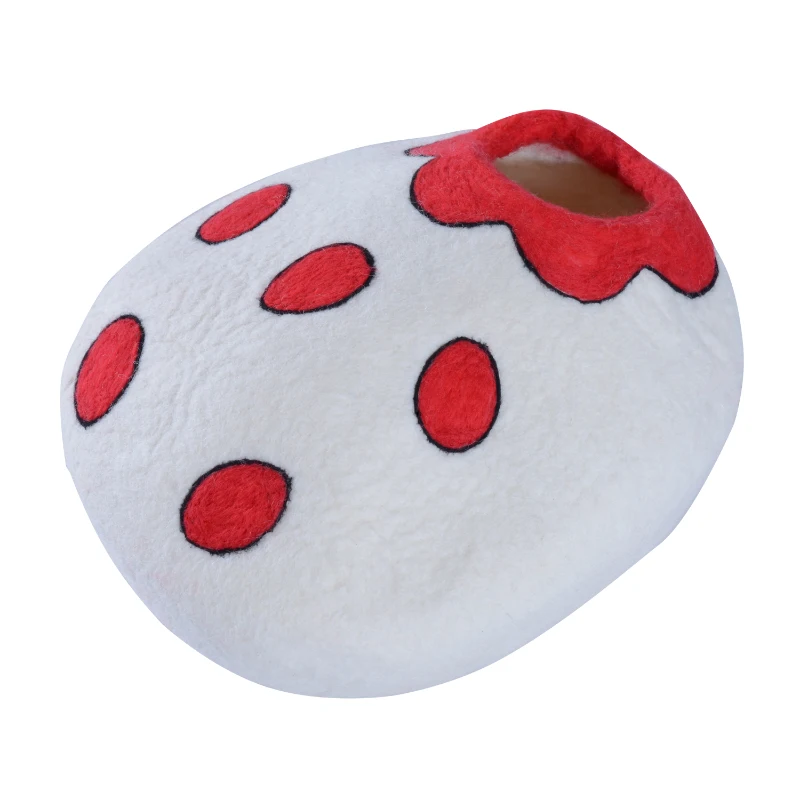 PawHut Cuccia per Gatti in Lana Φ35 x 20cm Bianco e Rosso