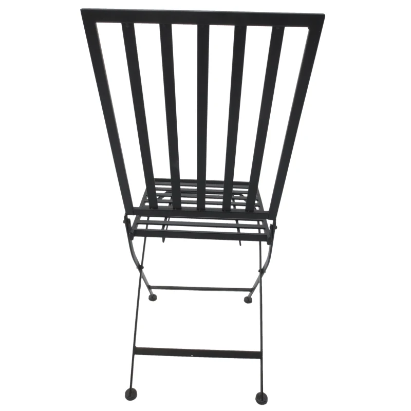 Outsunny Set Mobili da Giardino 1 Tavolo e 2 Sedie Pieghevole in Mettallo 70 x 70 x 70 cm Nero