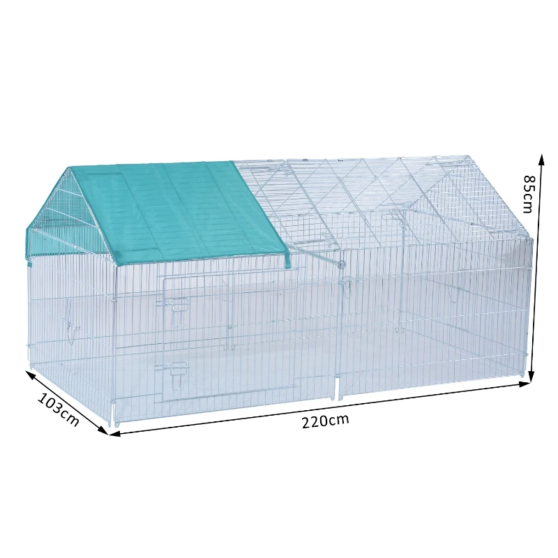PawHut Gabbia Recinto Box Area di Corsa in Filo di Ferro 220 x 103 x 85cm
