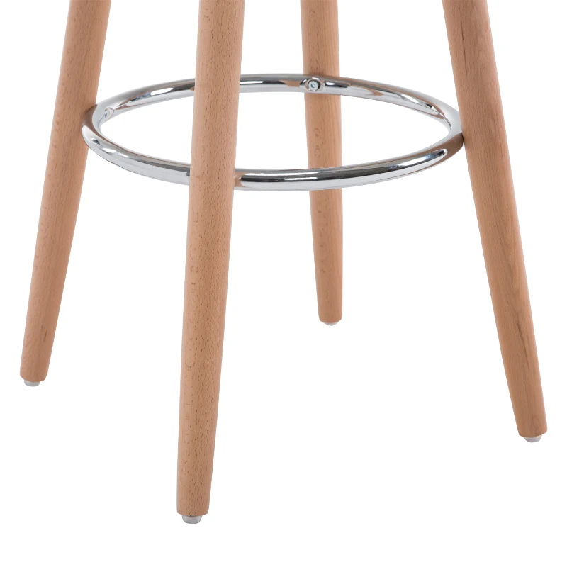 HOMCOM Sgabello Alto da Bar in Legno con Poggiapiedi, Argento e Legno, 38 x 38 x 80cm