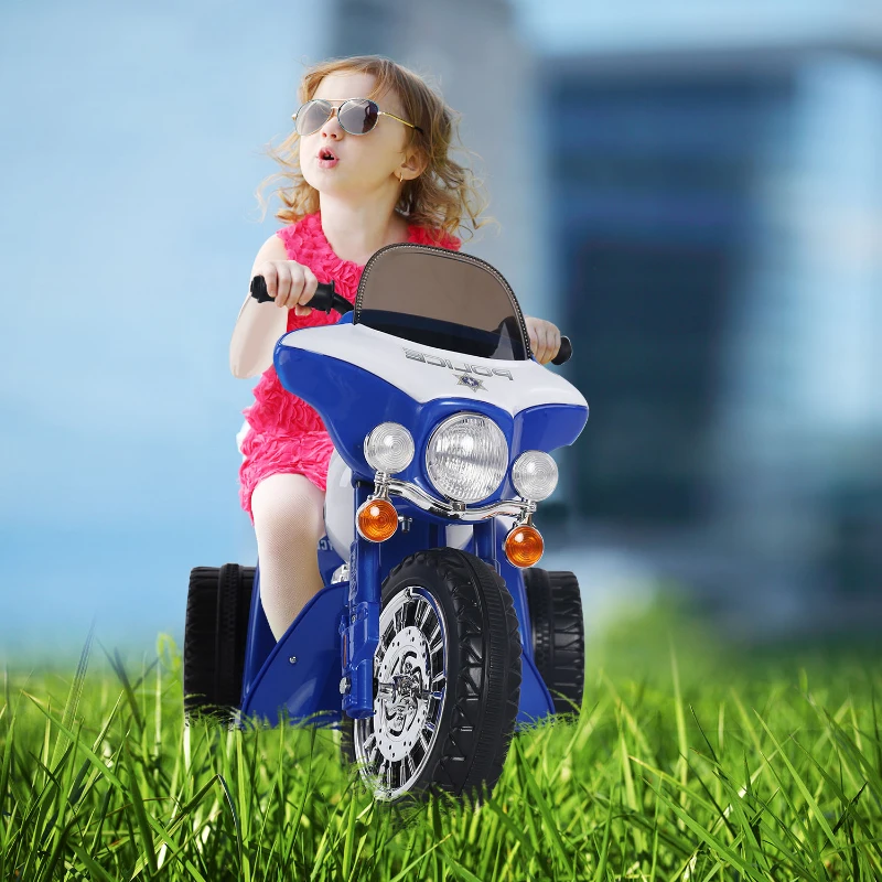 HOMCOM Triciclo Moto Elettrica per Bambini  80 × 43 × 54.5cm Blu