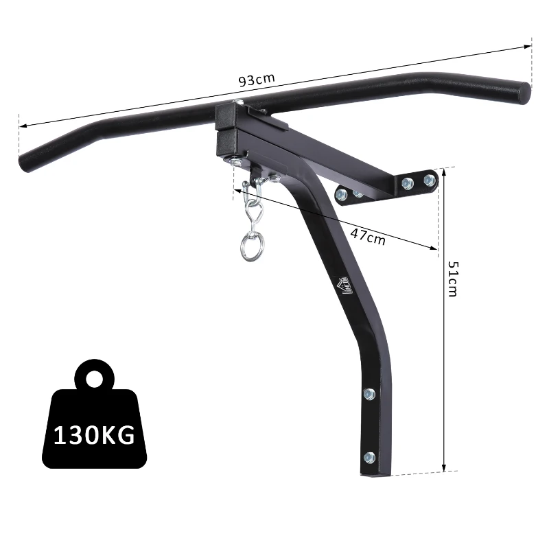 Homcom Supporto per Sacco da Boxe Barra Pull Up per Sollevamento Portata 130kg in Acciaio Nero 93x47x51cm