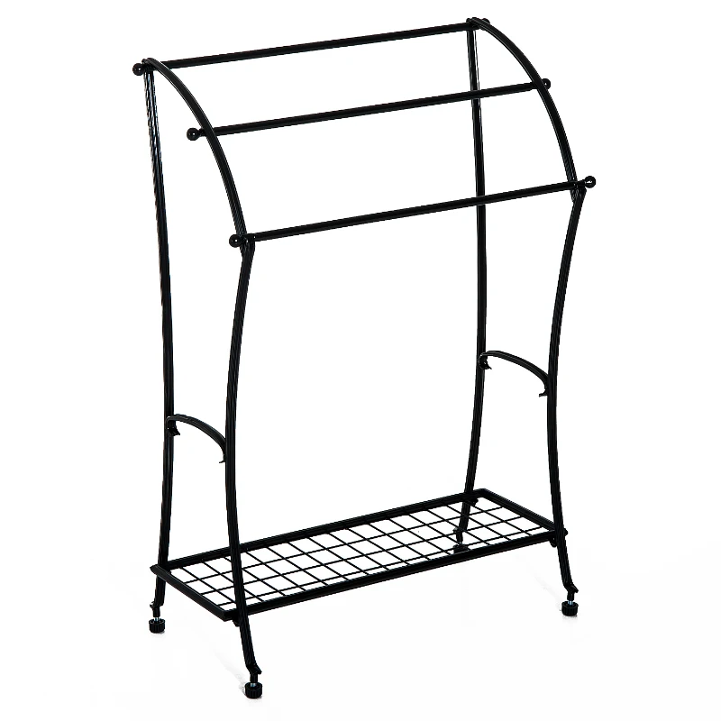HOMCOM Porta Asciugamani da Bagno Appendi Asciugamani e Portasalviette Bagno in Metallo, 61.3 x 33 x 87.5cm, Nero