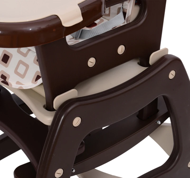 Outsunny - Seggiolone per Bimbi Multifunzione 3 in 1 Tavolino Sedia da Dondolo Caffè 59 x 59 x 103 cm