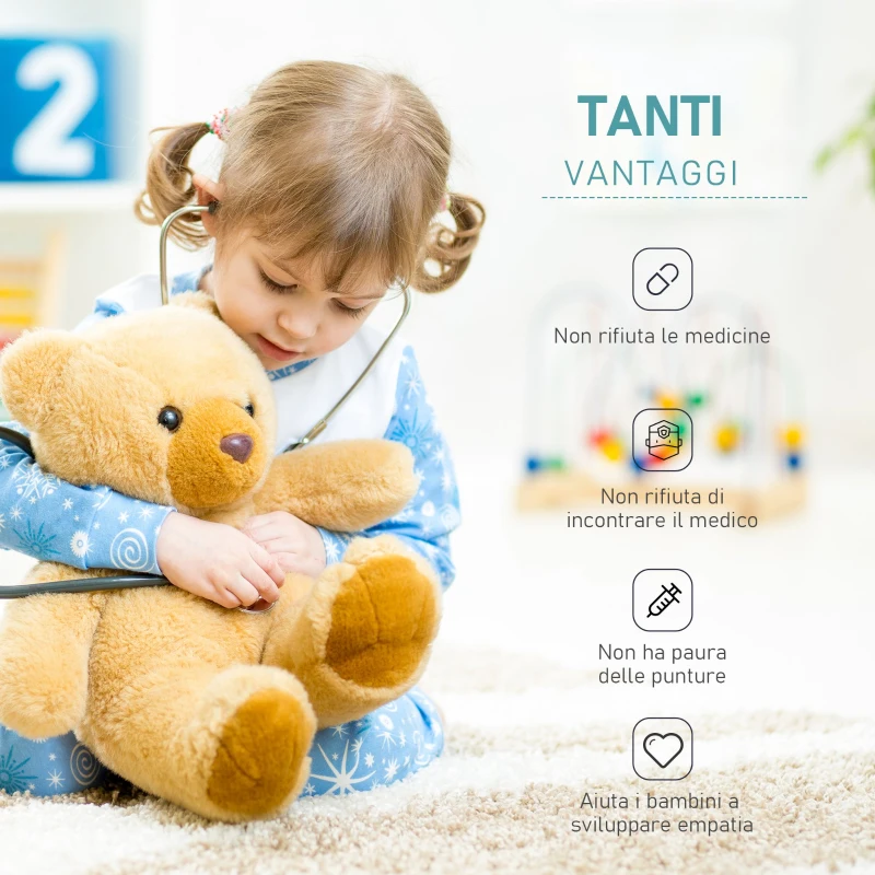 HOMCOM Set Giocattolo Dentista & Veterinario con 43 Accessori Inclusi per Bambini +3 Anni, Azzurro, 50x32x86cm
