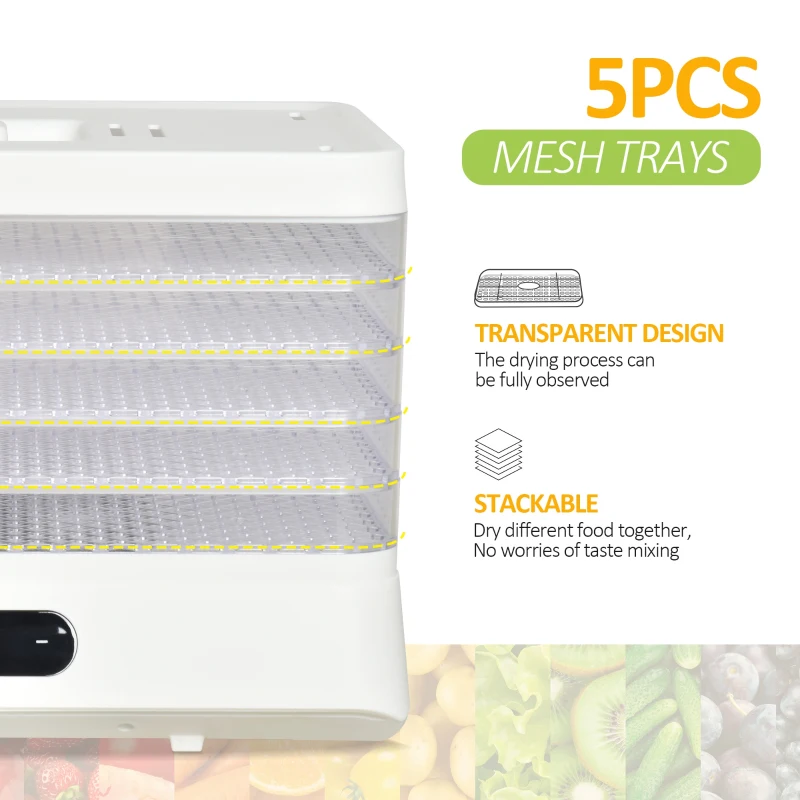 Homcom Essiccatore Alimentare Orizzontale con Temperatura Regolabile 35°-70°