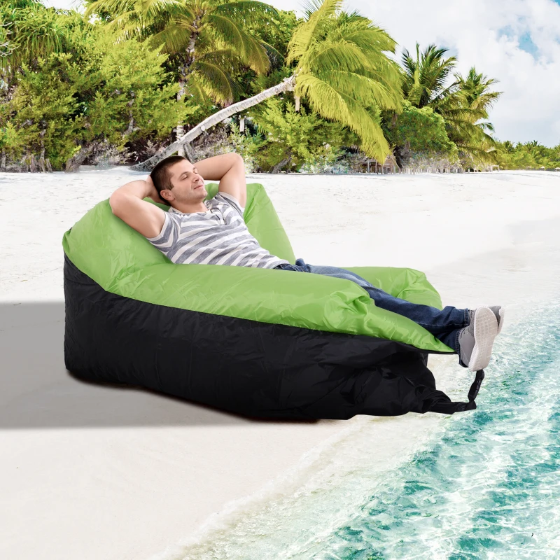 Outsunny Air Sofa Lettino Gonfiabile Senza Pompa per il Trasporto Max. 180 KG 105x70x62cm Verde