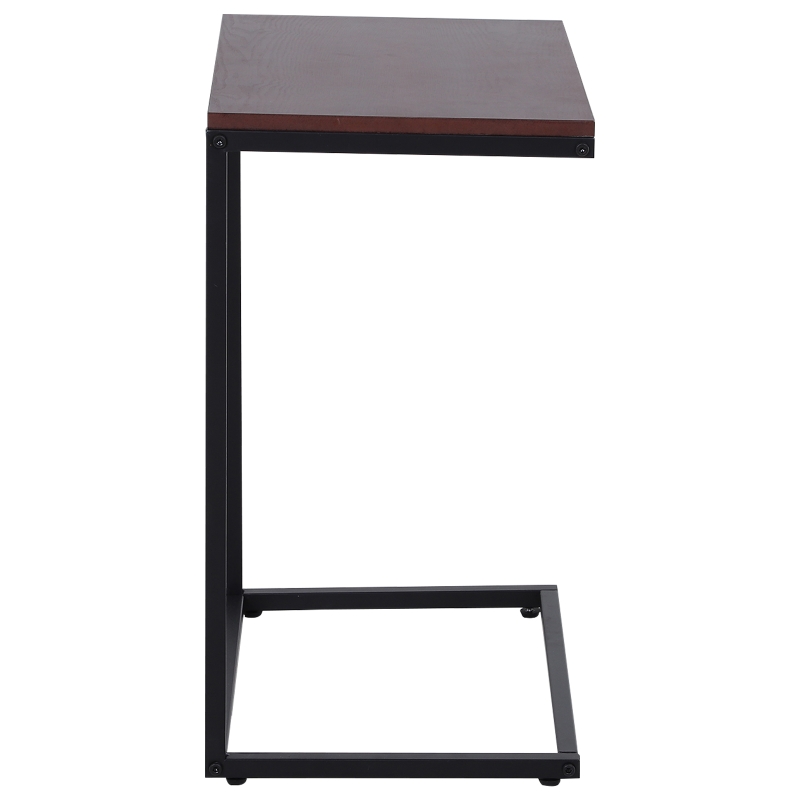 HOMCOM Tavolino Laterale da Divano o Letto Forma a "C" Design Industriale Metallo e MDF Fino 20 kg 56x36x68cm