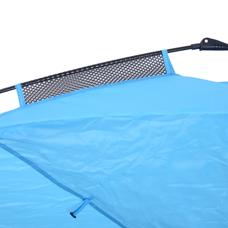 Outsunny Tenda da Spiaggia Pop Up 4 Persone con Corde Picchetti e Borsa per il Trasporto Impermeabile Poliestere 250x140x140cm Azzurro
