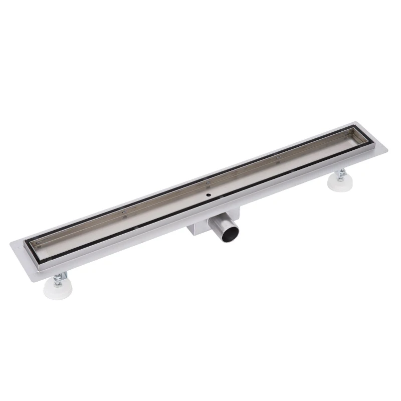 HOMCOM Canale canalina di scarico doccia sistema drenaggio doccia a pavimento in acciaio inox piastrellabile (840x110x70 mm)