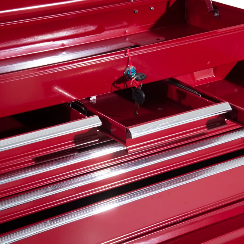 HOMCOM Carrello Porta Utensili Attrezzi Attrezzatura con Cassettiera 61.5 x 33 x 113cm Rosso