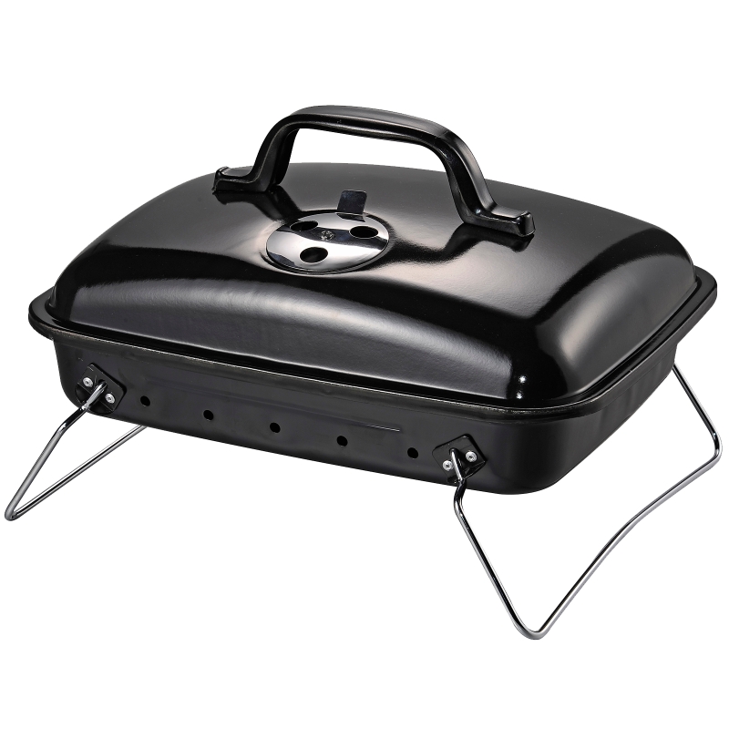 Barbecue A Carbonella Outsunny Con Griglia E Piastra: Portatile, 96x61x72 Cm, Ripiani E Cestino – Ideale Per Giardino, Picnic E Campeggio
