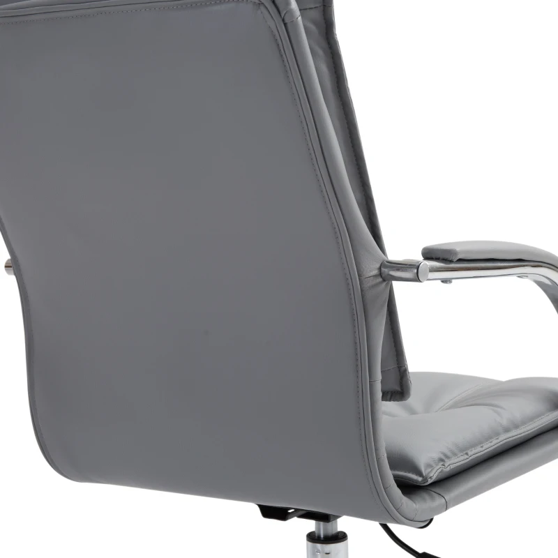 Vinsetto Poltrona Sedia da Ufficio Design Moderno Altezza Regolabile Imbottita, Pelle PU Cotone PP, Grigio, 64 x 57 x 91-101 cm