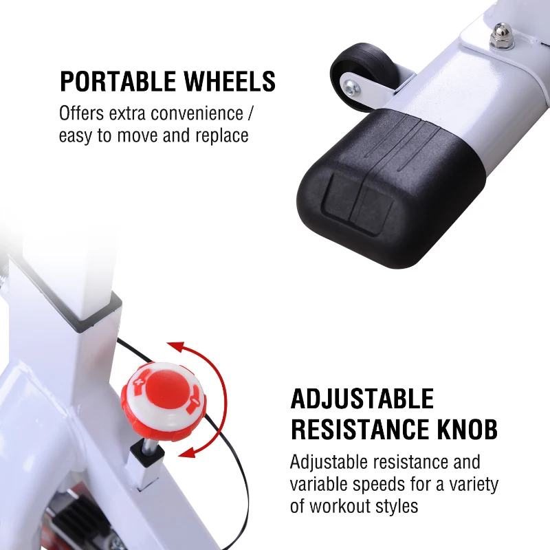 Homcom Cyclette Spinning Professionale con Sellino e Manubrio Regolabili Schermo LCD Bianco, nero, rosso, 107x48x100cm