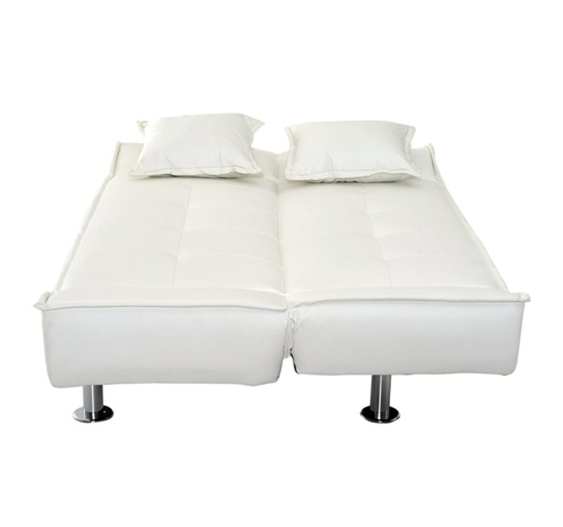 HOMCOM Elegante Divano Letto in Ecopelle con 2 Cuscini 178 x 86 x 80cm Bianco