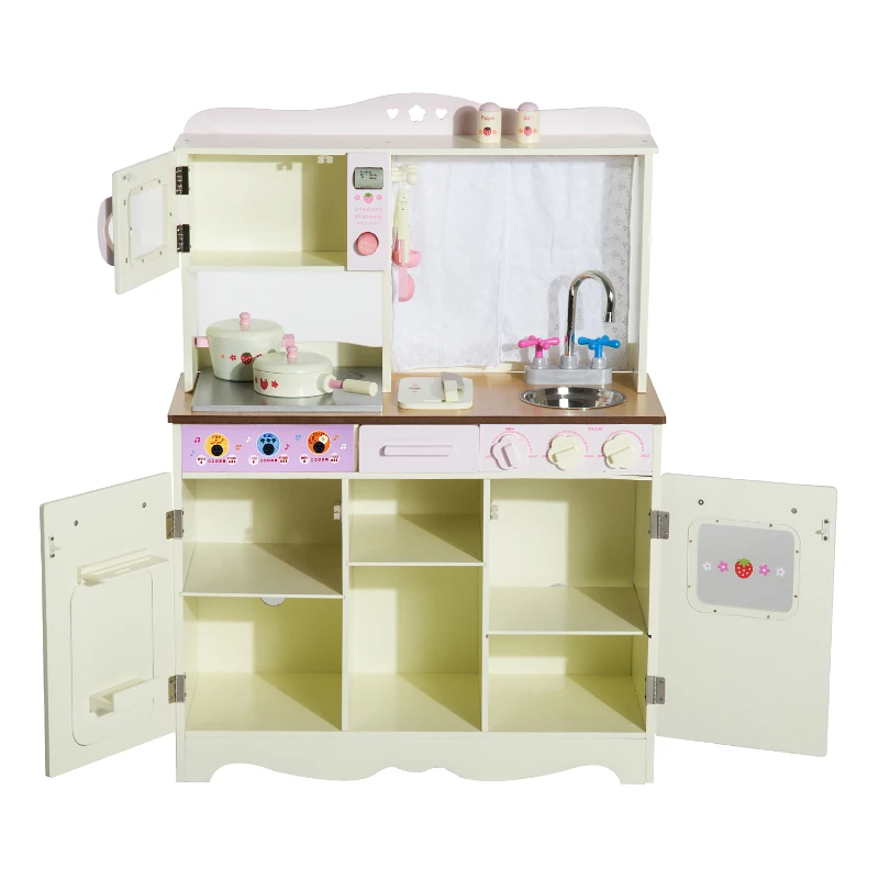HOMCOM Cucina Giocattolo per Bambini con Accessori Legno 71 × 30 × 97.5cm