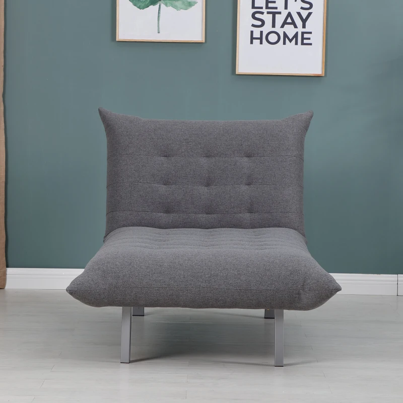 HOMCOM Poltrona Divano Chaise Lounge Letto Multifunzionale 2 in 1 Relax Tessuto di Lino 80×153×84cm