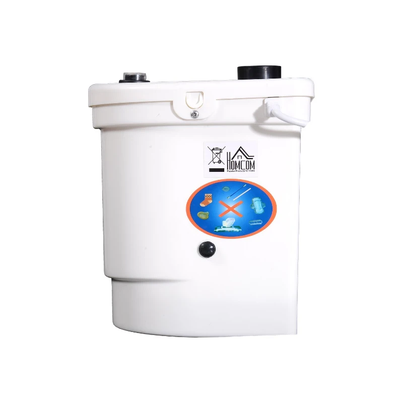 HOMCOM - Trituratore Pompa di Scarico 800W per WC, Lavabo, Bidet, Doccia in PP 43 x 23 x 26cm Bianco