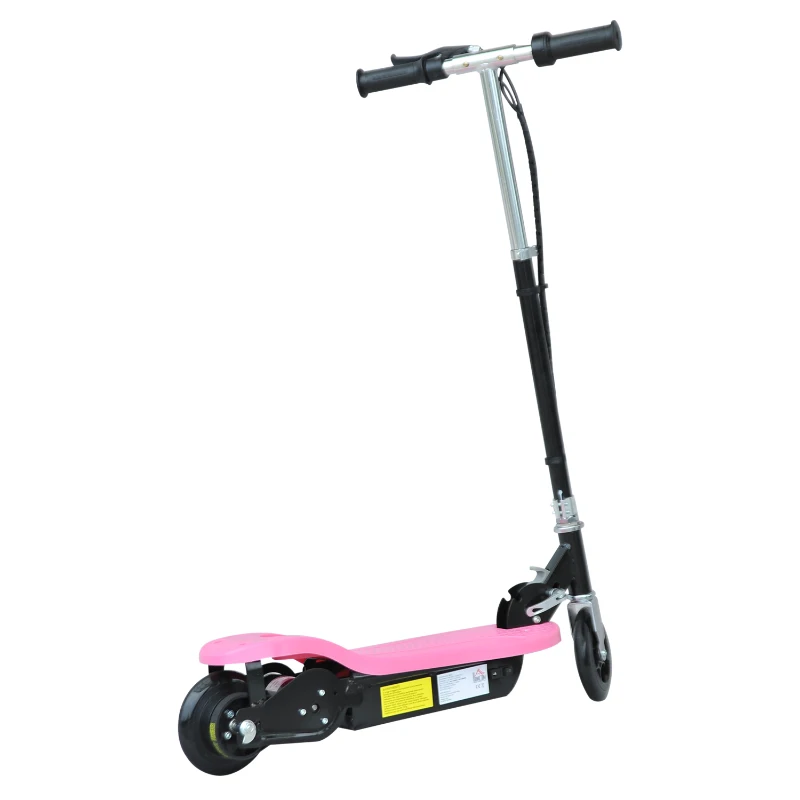 HOMCOM Monopattino Scooter Elettrico per Bambini con Struttura in Metallo Pieghevole 81.5 x 37 x 96cm, Rosa