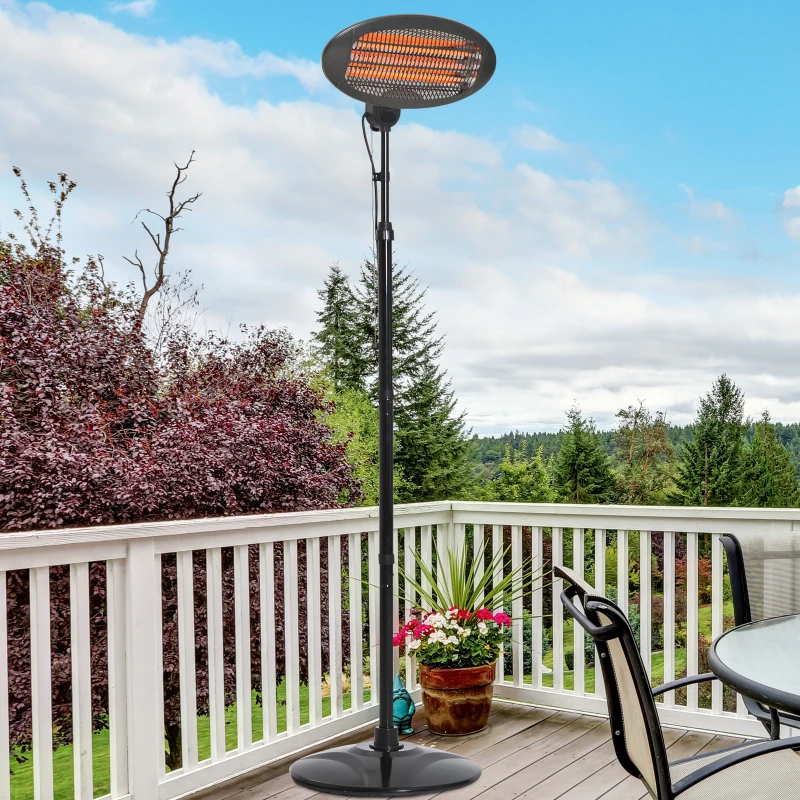 Outsunny Lampada Riscaldante per Esterno Giardino con 3 Barre Alogene Stufa Elettrica Altezza Regolabile Potenza a 3 Livelli 650W/1300W/2000W