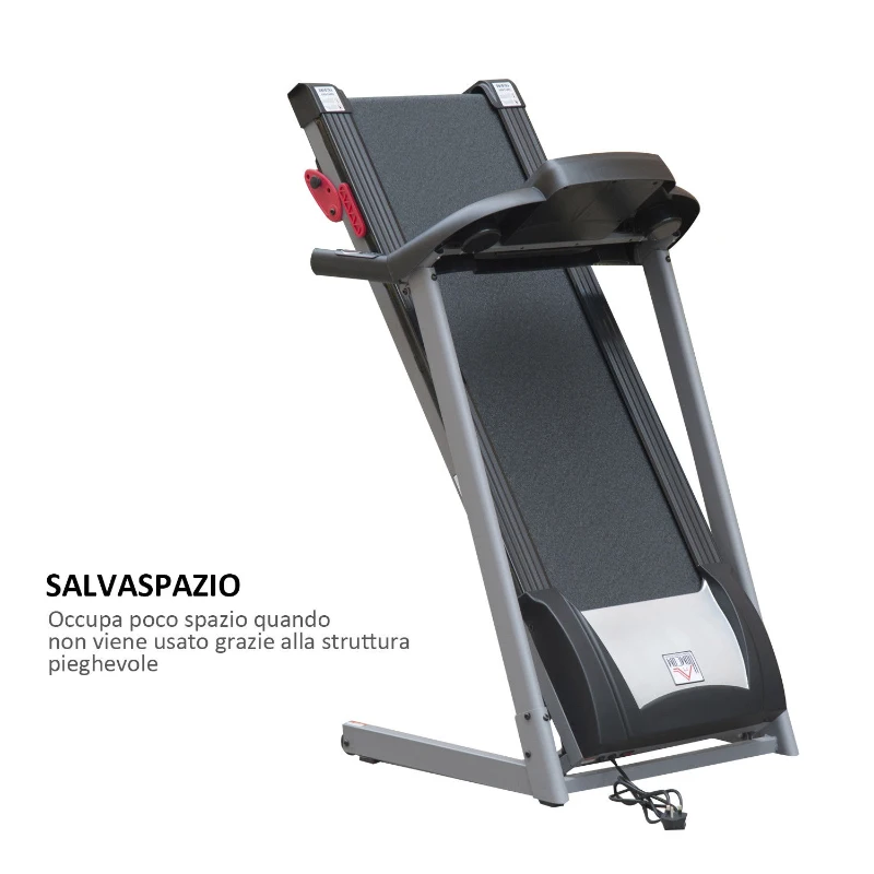 HOMCOM Tapis Roulant Elettrico Professionale Pieghevole con Schermo LCD e MP3 1.75HP