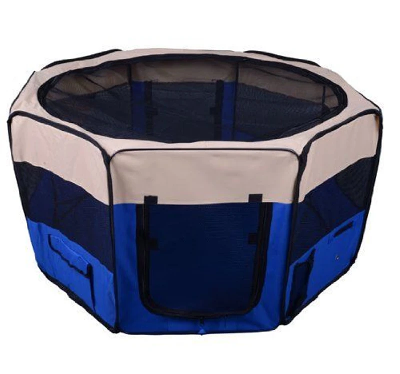 PawHut Box per animali Recinzione per cuccioli Cuccia , dimensioni: 125 x 125 x 58 cm, Colore : blu scuro