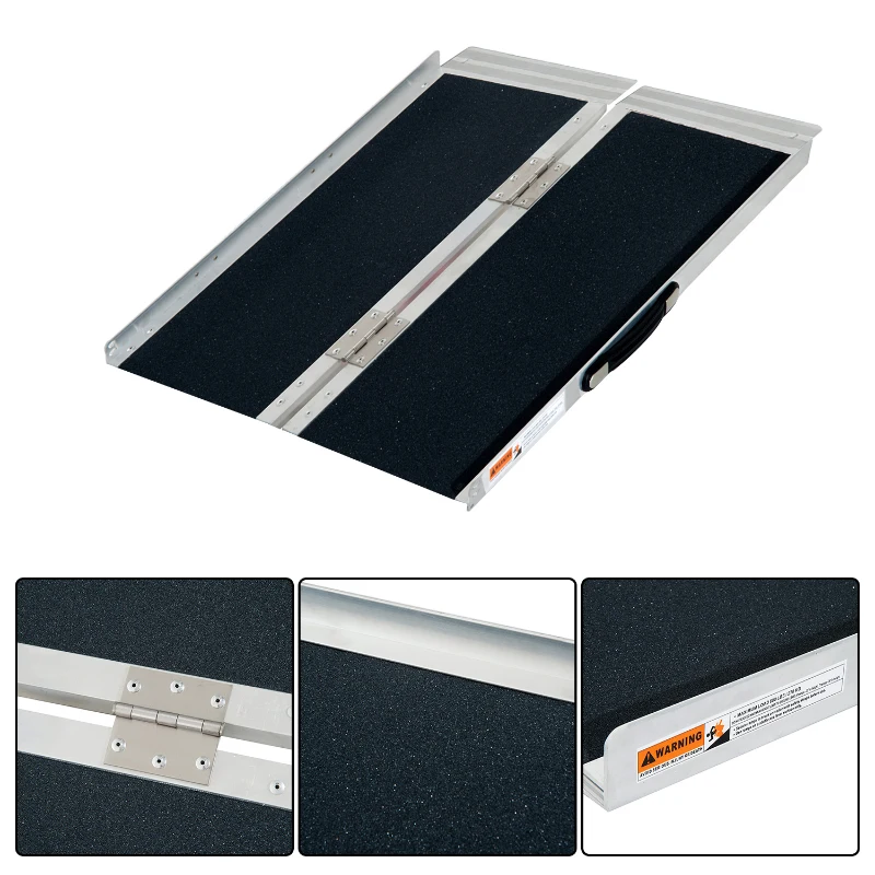 HomCom Rampa per Sedia a Rotelle in Alluminio Ripiegabile, 122x72cm