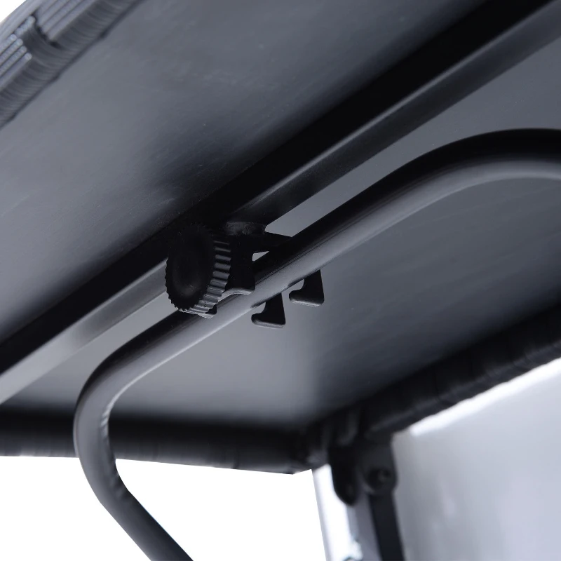 Outsunny Tavolino Pieghevole da Appendere alla Ringhiera del Balcone, Terrazzo Altezza Regolabile in PE Rattan Nero 58 x 55 x 64cm